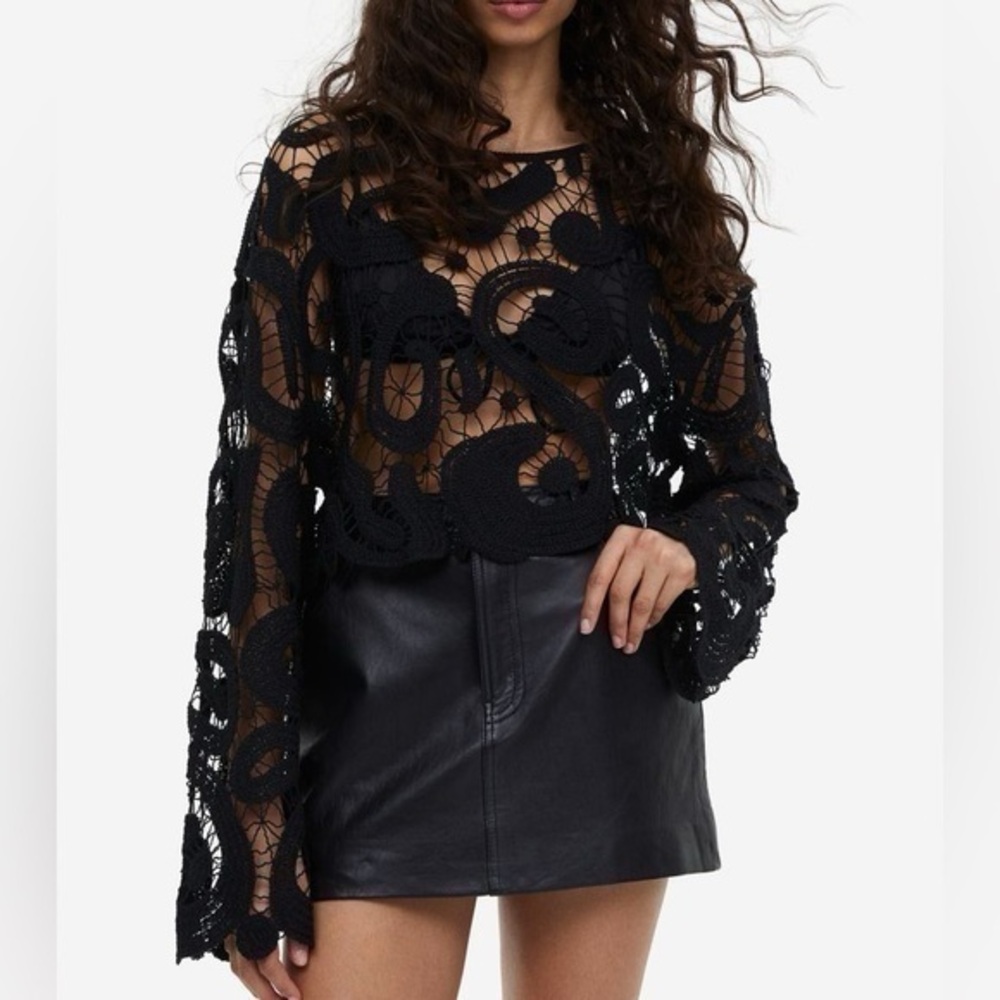 H&M Black Crochet Top